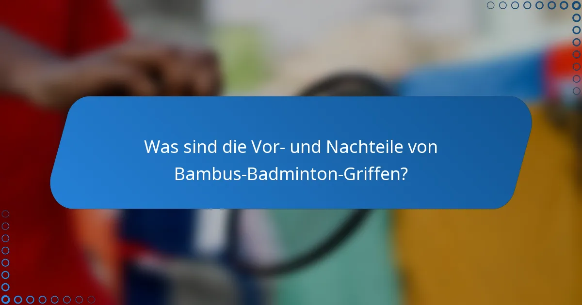 Was sind die Vor- und Nachteile von Bambus-Badminton-Griffen?