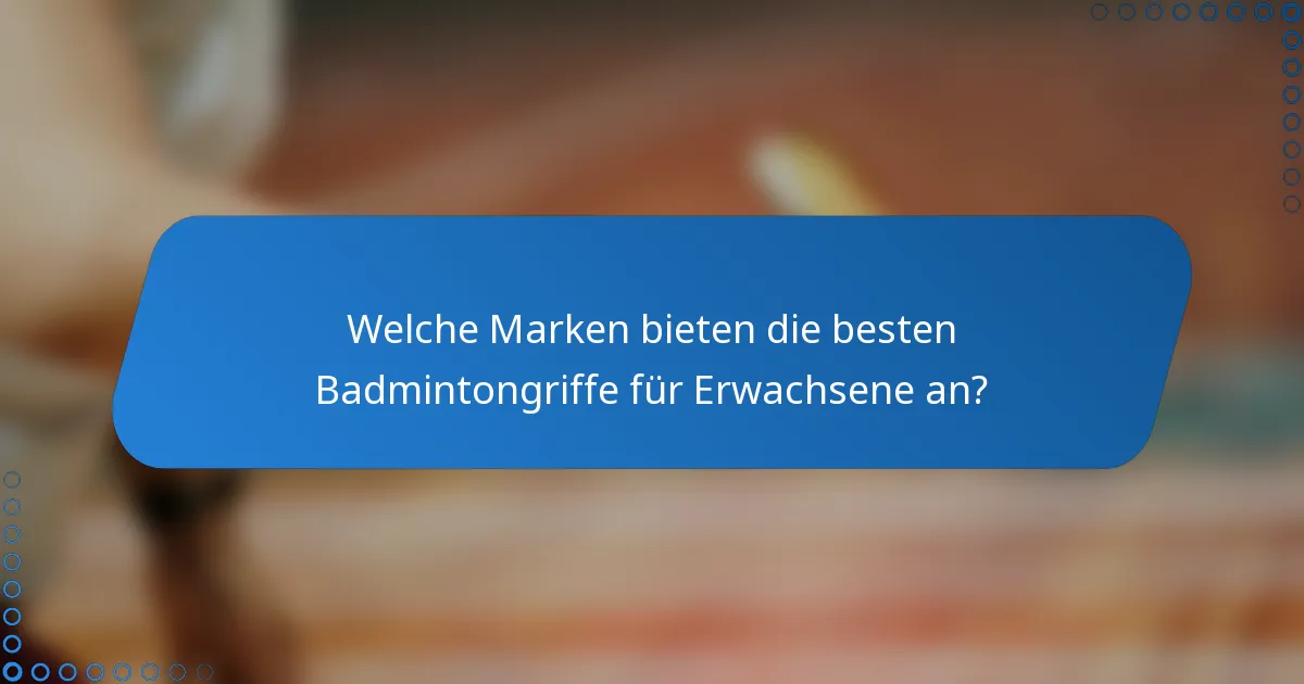Welche Marken bieten die besten Badmintongriffe für Erwachsene an?